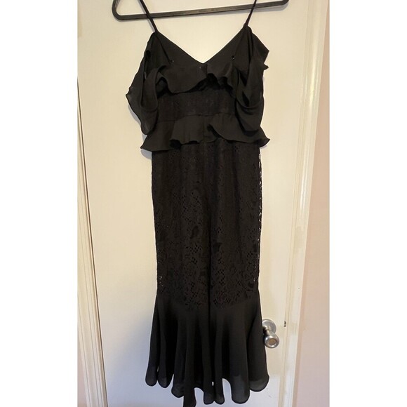 Lulu’s XS Romance Dance Floral Lace Embroidered Off Shoulder Midi Ruffle Dress - Picture 4 of 11